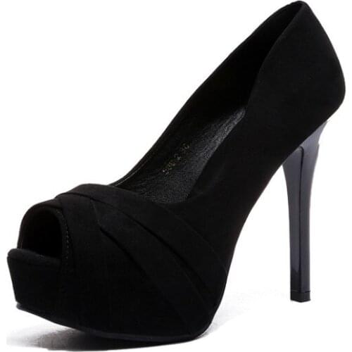 Fish toe shoes womens shoes waterproof platform high heels spring 2018 womens stiletto suede sandal platform shoes