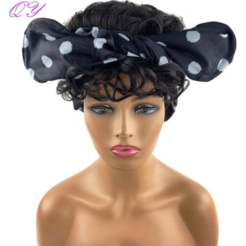 Headband Synthetic Womens Wig Short Nature Black Curly Afro Wigs For Women Soft High Temperature Hair Bands Hairstyle Ladys Wig