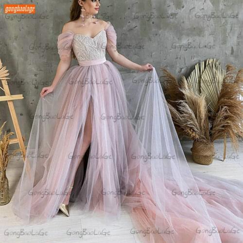 Sexy Bohemian Prom Dresses 2021 vestido de fiesta largo Custom Made robe de bal femme longue Lace Tulle A Line Women Party Gowns