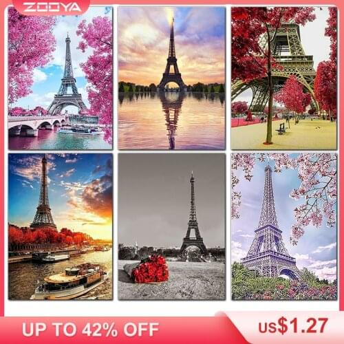 ZOOYA Diamond Embroidery Landscape 5D DIY Eiffel Tower Diamond Painting Cross Stitch Rhinestone Mosaic Picture Home Decor BK362