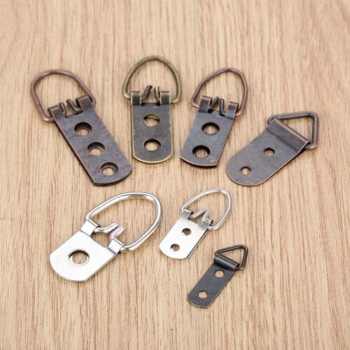 5/20sets Triangle D Ring Hangers Photo Frame Hooks Picture Wall Holder w/screws Alloy 30mm-60mm Antique Bronze/Red Copper/Sliver
