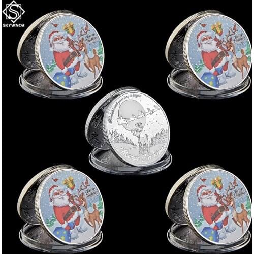 5PCS 2019 Santa Claus Merry Christmas Frosty Snowman Christmas Coin Value Gift