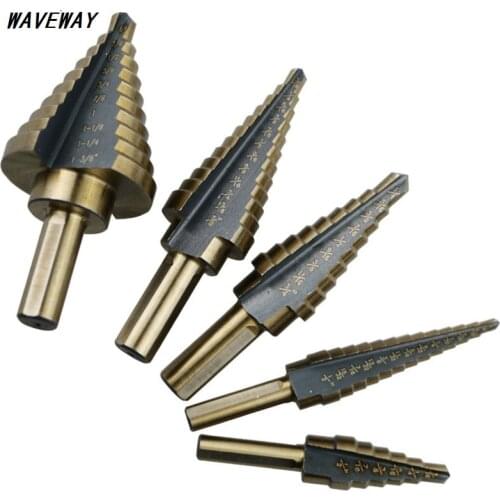 5pcs/Set High Quality HSS COBALT MULTIPLE HOLE 50 Sizes STEP DRILL BIT SET w Aluminum Case