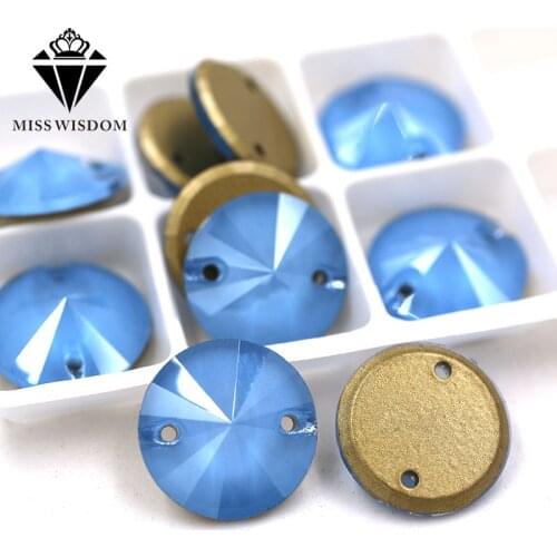 Free shipping Flatback glass sew on rhinestones double hole Round shape Blue Mocha crystal rhinestone diy clothing accessories