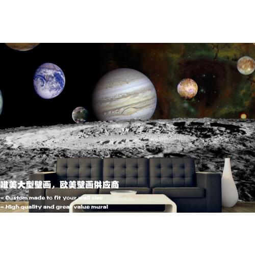 Large 3d Universe Moon bedroom wall sofa personalized tv background wall wallpaper Custom Size