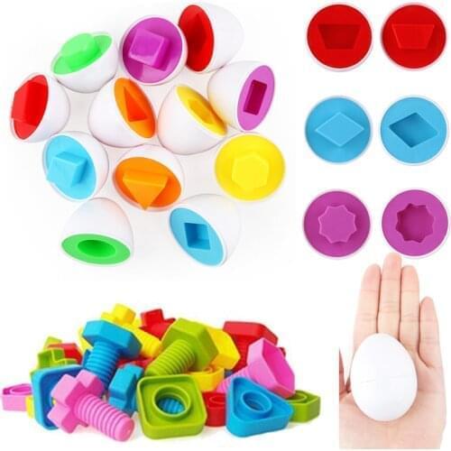 Kids Simulation egg Montessori Educational Math Toys 3D Puzzle Learning toys For Children Jigsaw match Shape materials tool toys