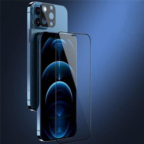 For iPhone 12 Mini/12 Pro/Pro Max 2-in-1 HD Full-screen Tempered Glass Film Protector Camera Protective Film Set