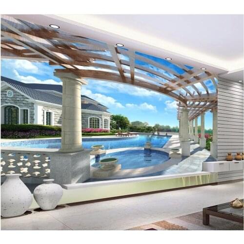 Custom photo 3d wallpaper Non-woven mural Luxury villa swimming pool room painting 3d wall murals wallpaper for walls 3 d