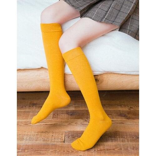 Cotton Women Knee Socks breathable Warm Long Socks Womens Autumn Winter Knee High Socks Solid Color High Elastic Stockings