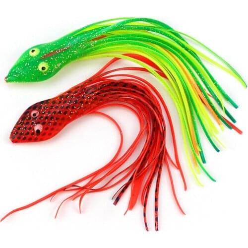 4pcs/set Artificial Bait False Snake Head Squid / Octopus Pattern Reusable Soft Ocean Fishing Soft Worm Fishing Baits