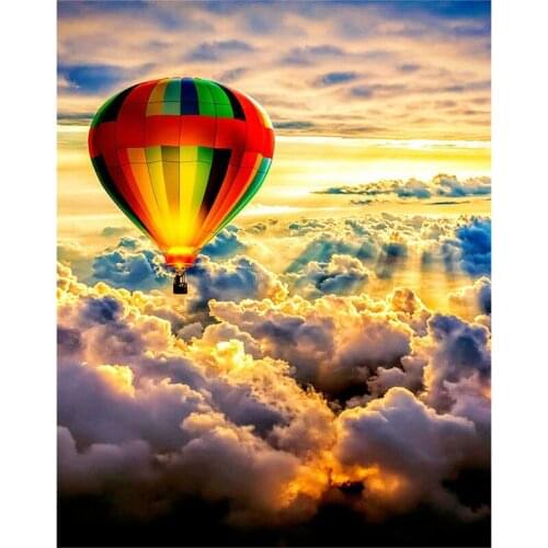 GATYZTORY 60x75cm DIY Painting By Numbers HandPainted Oil Painting Hot Air Balloon Canvas Colouring Artwork Home Decor