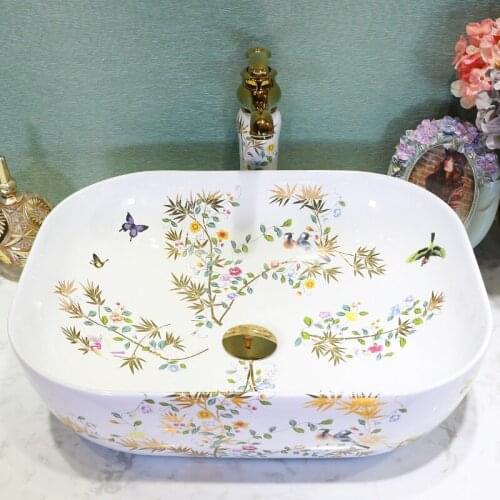 China White Simple Flower And Bird Art Platform Basin For Home Decoration