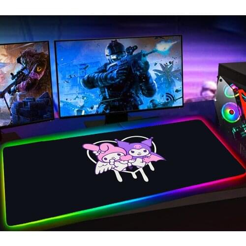 Tapis De Souris RGB Kuromies Cartoon Mouse Pad Laptop Gaming Accessiores Mousepad Mause Pad Rubber No-slip with Backlit Mausepad