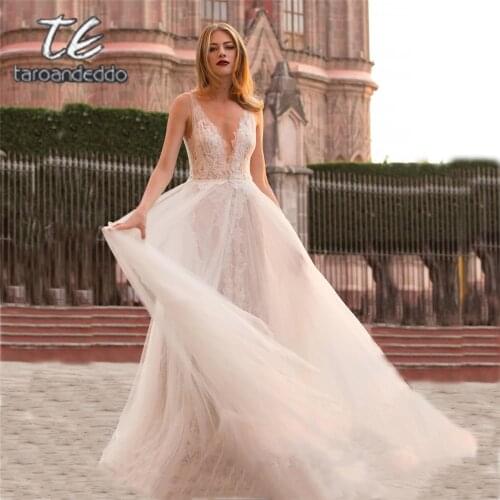 Scoop Illusion Tulle Lace Wedding Dresses A Line Applique Sleeveless Bridal Gown Dress Vestido De Noiva with Back Buttons