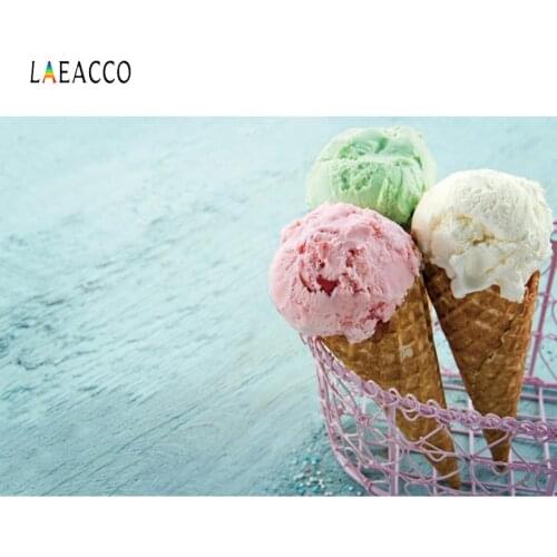 Laeacco Ice Cream Food Scene Baby Kids Children Portrait Home Decor Photocall Background Photography Backdrops for Photo Studio