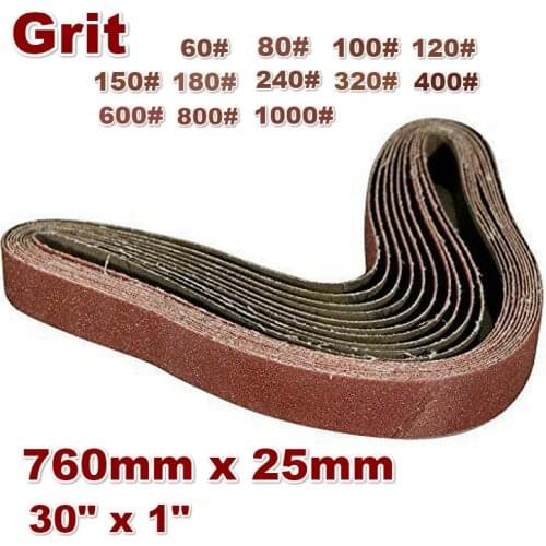 10 Pieces 25*760mm Sanding Belt 1" * 30" with Grit 60-1000 for Metal Working Belt Sander Power Tools Accessories
