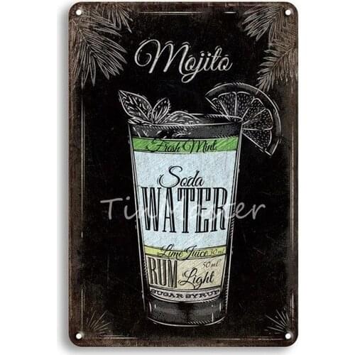 Martini Cocktail Jim Whiskey Metal Sign Vintage Irish Pub Kitchen Home Decor Retro Beer Poster Tin Signs Restaurant Wall Decor