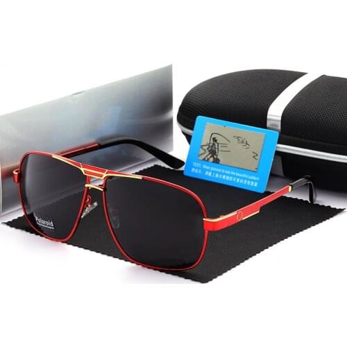 Fashion Retro Sunglasses Men Polarized Coating UV400 Glasses For Driving Mercede Metal Square Outdoor Sports Fishing Eyewear 761