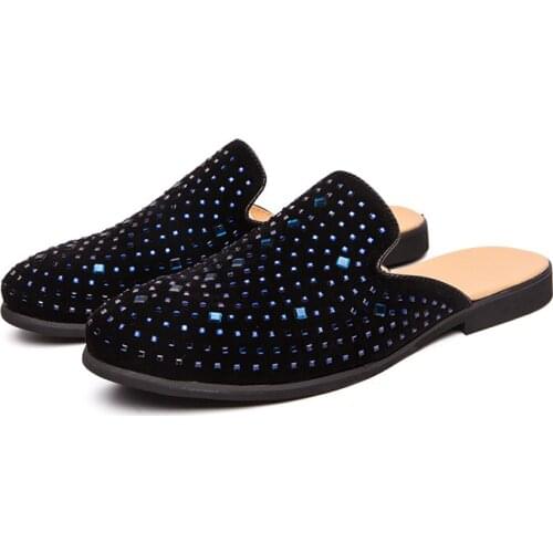 Summer new hot mens slippers black mens half slippers non slip sandals mens casual shoes beach flat shoes zapatillas hombre45