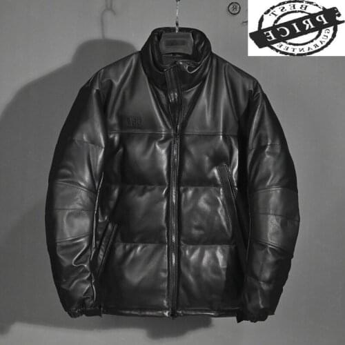 Real High Quality Cowhide Leather Jacket Men Sheepskin Coat Oversized Mens Down Jackets Warm Winter 2021 Veste Homme 6a