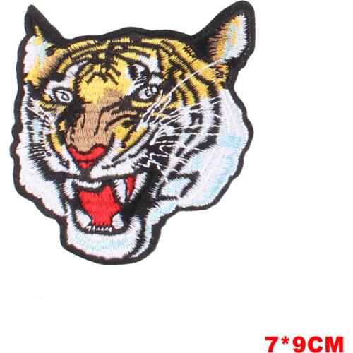 Cartoon Animals tiger Wolf Iron on Patches for Clothing DIY Embroidery Stripe on Clothes Applique Badge Applique Cloth Fabric