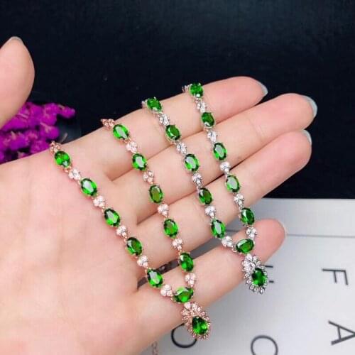 Natural diopside necklace, popular party jewelry, 925 silver design, exquisite and creative