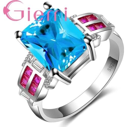 Latest Geometric Multicolor Finger Jewelry Real Silver Crystal Ring High-End Wedding & Engagement Decoration