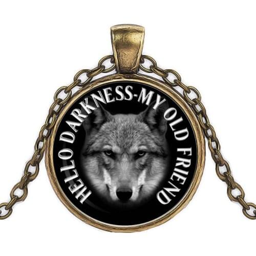New Glass Gem Necklace Fashion Jewelry Wolf Head Necklace Wholesale Gothic Alloy Pendant Necklace