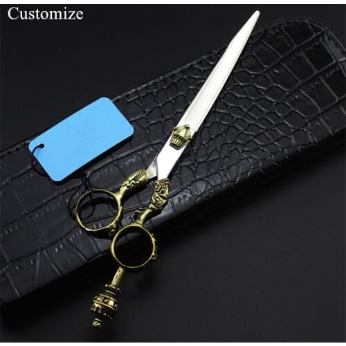 Customize japan steel 7 '' Retro Crown Pet dog grooming hair scissors pet cutting barber makas cut shears hairdressing scissors