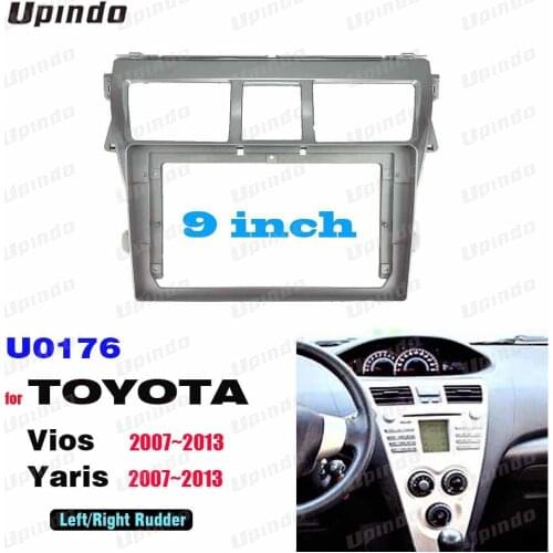 2 DIN 9'' Car Radio Fascia Panel for Toyota Vios2007 Belta 2005 Yaris Sedan 2006 Stereo Dash Facia Trim Installation Kit