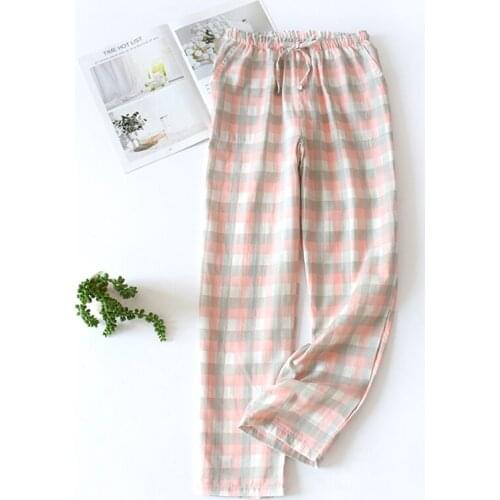 New Plaid Cotton Loose Ladies Pajama Pants Pyjama Trousers Women Men Sleep Bottoms Lounge Wear Sleep Pants Spring Summer