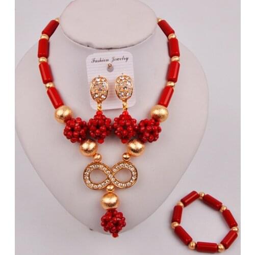 Latest Opaque Red Costume African Jewelry Set for Women SZQ-01