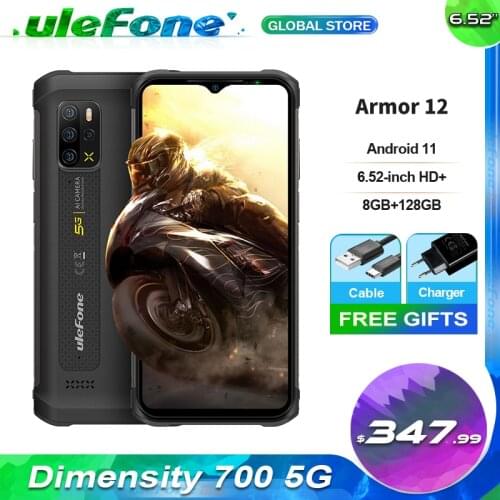 Ulefone Armor 12 Smartphone 5180mAh Battery Dimensity 700 6.52-inch FHD+ 48MP Quad Camera 8GB 128GB Bluetooth 5.1 5G Phone