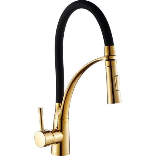 Kitchen Sink Faucet Brass Pull Down Spray Nozzle Hot and Cold Kitchen Sink Mixer Tap Single Handle Silicone hose Water Crane Tap