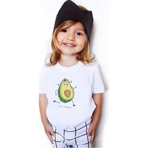 Cute Cartoon Avocado Print Kids T Shirt White Summer Short Sleeve Baby Boys Girls T Shirts Casual Soft Kids Tee Tops For 1-12Y