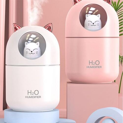 Cute USB Mist Humidifier 300ml Mini Portable Quiet Humidifier With LED Night Light Cute Pet Humidifier For Home Office