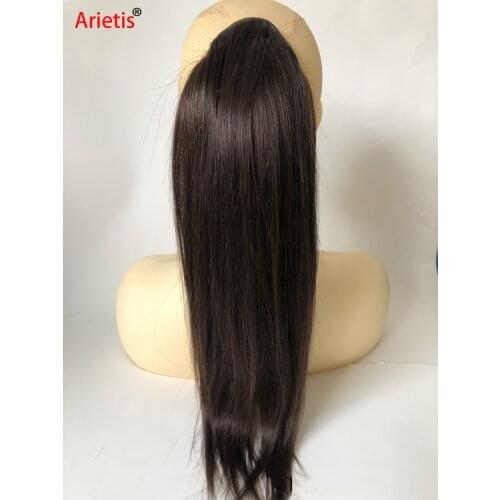 Arietis Indian Dark Brown Medium Brown 10"-26" 100g/pcs 100% Remy Drawstring Ponytail Human Hair Extension For White Women