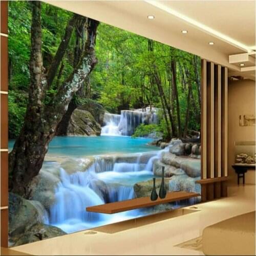 Wellyu Custom large - scale murals 3D high - definition forest rivers waterfalls backdrops decorative painting wallpaper
