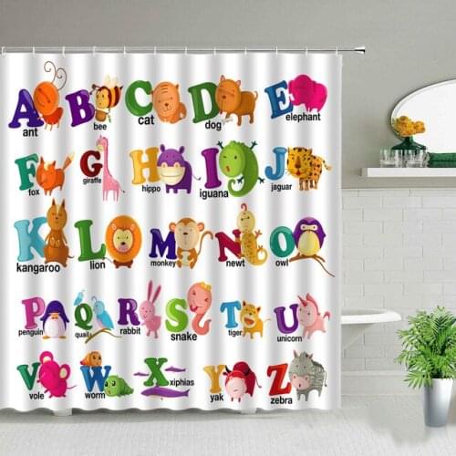 Lovely Cartoon Animal Shower Curtains Bathroom Decor Unicorn Rainbow Kids Baby Bath Curtain Waterproof Polyester Fabric Dropship
