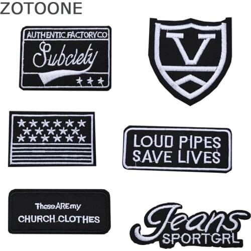 ZOTOONE Black White Style Embroidered Animals Patches for Clothes Diy Clothing Stickers Applications on Clothes Garment Badges E