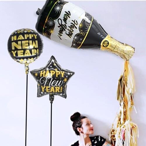 2022 Happy New Year Event Decorations Huge Champagne Bottle 4D Aluminium Foil Balloon For New Year Party Christmas Home Supplies