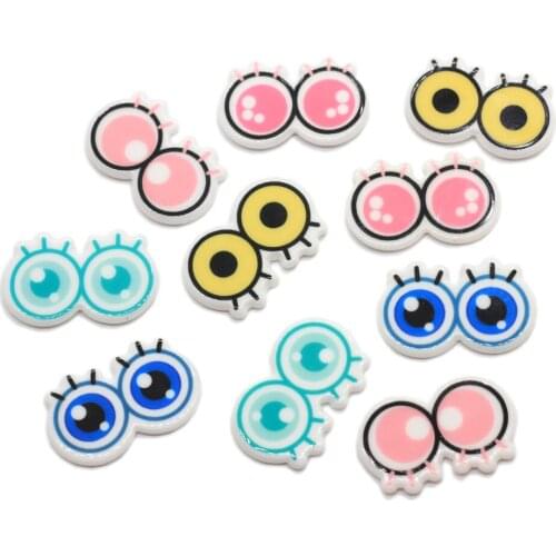 27MM Mixed Color Cartoon Round Eyes Pairs Pattern Flatback Resin Cabochon DIY Kids Children Doll Toy Accessories Making