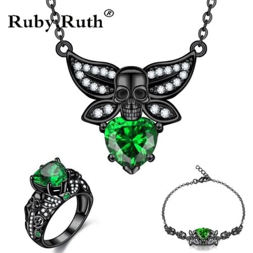 3PCS Fashion Skull Necklace bracelet Ring Crystal Zirconia Women Wedding Jewelry Sets Dropshipping
