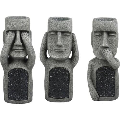 3PCS LED Light Resin See and Hear Flower Pot Decoration Easter Decoration Garden Decoration Set