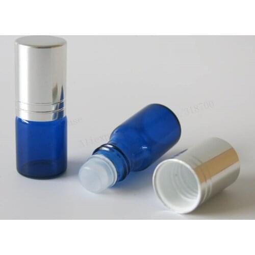 360 x 3ml Glass Blue Roll On Bottles,3cc Mini Roll-on Bottles With Aluminum lids,Empty Perfume Cosmetic Container