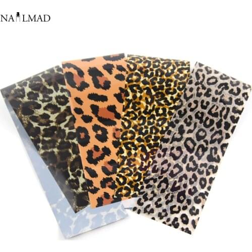 4sheets 4cm*20cm Leopard Print Transfer Foil Nail Art Sticker For Polish DIY Nail Foil Set Starry Foil Paper Nail Decorations