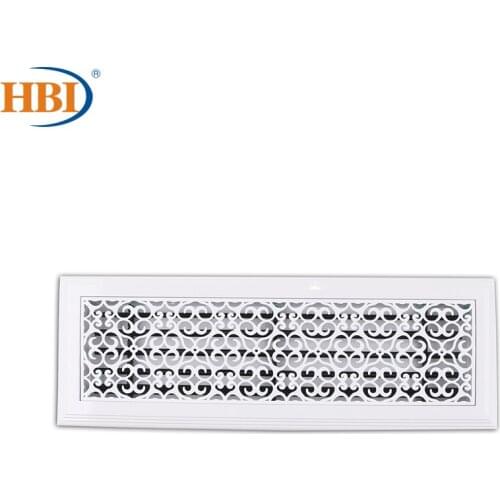 500mm x 150mm Pattern-flowers blooming White Rectangular Plastic Frame Steel Decorative Air Grille Vent Retro Style Outlet