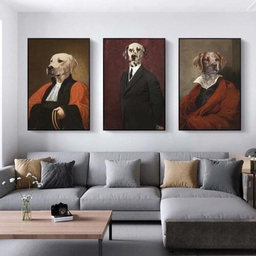 Abstract Mr. Dog Oil Paintings Print On Canvas Art Posters And Prints Dog With Suit Nordic Art Pictures For Living Room Cuadros