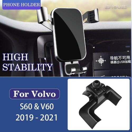 Car Mobile Phone Holder For Volvo S60 V60 2019 2020 2021 Mounts Stand GPS Gravity Navigation Bracket Air Clip Car Accessories