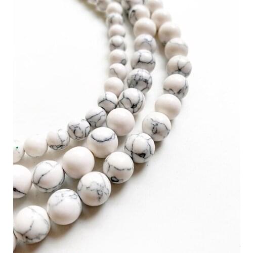 White Howlite Stone Carved Round Reiki Healing Crystal Beads Ball Loose Beads Strand for Home Diy Crafts 4 6 8 10 12mm